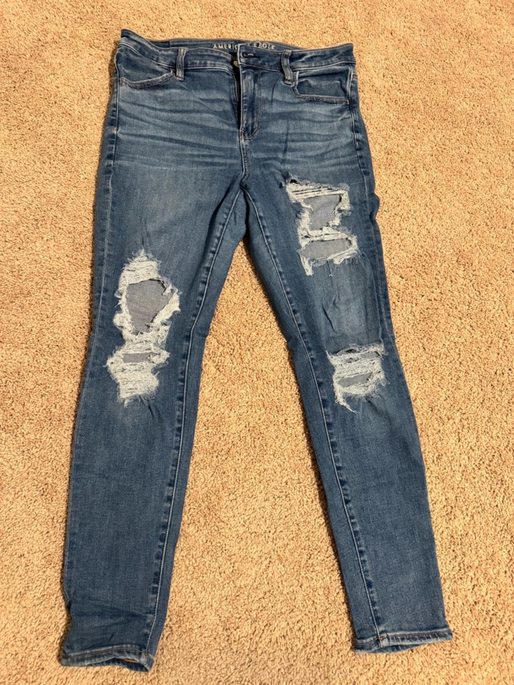 American Eagle Outfitters Women’s Ripped Skinny Jeans - Blue Wash